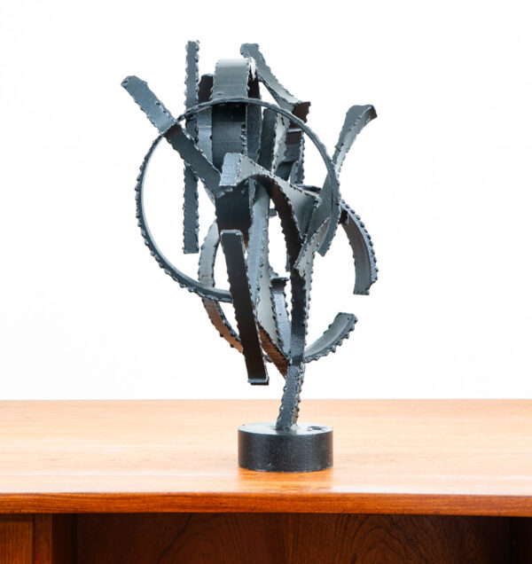 Mid Century Modern Sculpture Abstracted Art Iron Metal Sculpture Mcm Signed JL - Image 7
