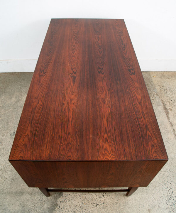 Mid Century Danish Modern Desk Brazilian Rosewood Office Wood 6 Drawer Bookshelf - Image 4