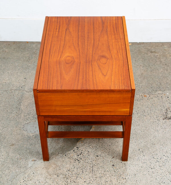 Mid Century Danish Modern Sewing Cabinet Sliding Top Side Table Denmark Vintage - Image 6