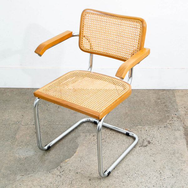 Mid Century Modern Dining Chairs Pair Cesca Italy Marcel Breuer Cane Armchair 2 - Image 7
