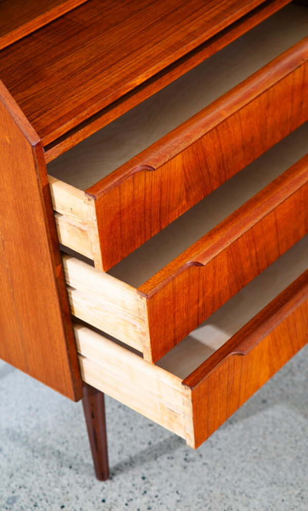 Mid Century Danish Modern Secretary Desk Bureau Denmark Vintage 3 Drawers Vanity - Image 9