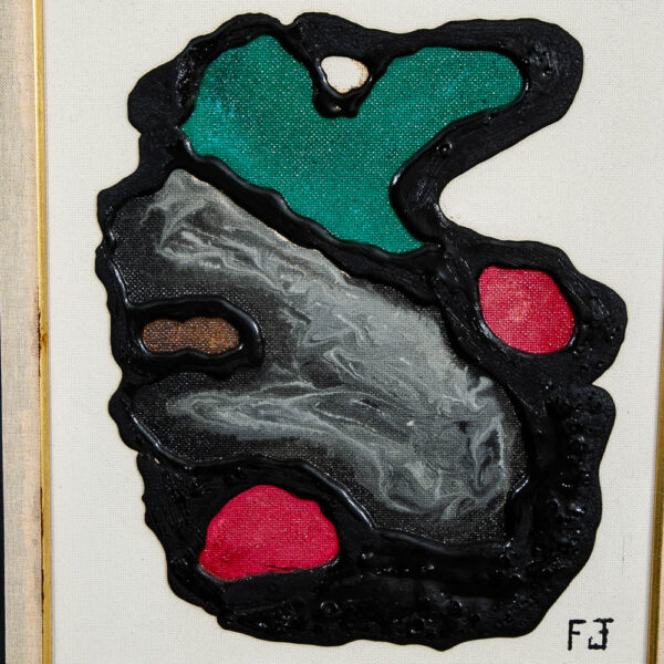 Mid Century Modern Oil Painting Abstract Expressionism Green Black Red Signed - Image 6