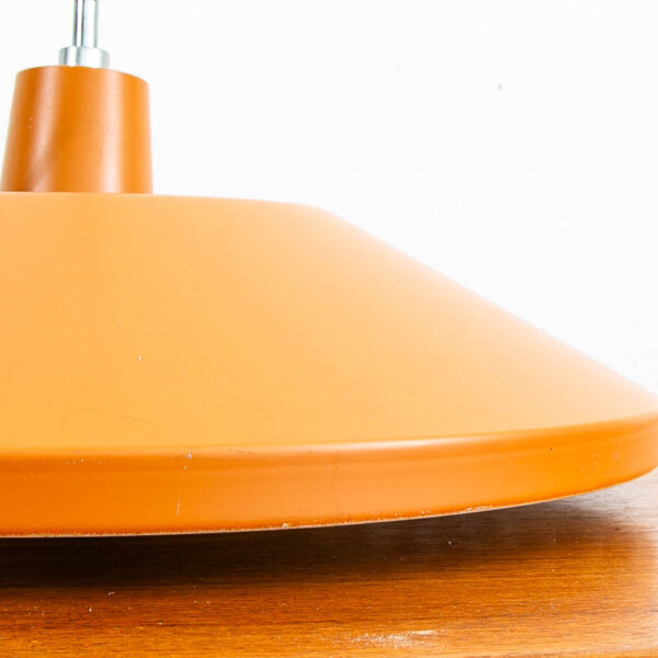 Mid Century Modern Nordisk Solar Pendant Light Fixture Orange Metal Hanging - Image 2