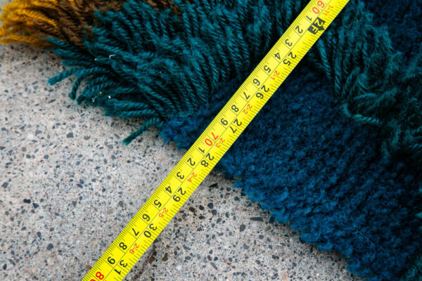 Mid Century Danish Modern Shag Rug Tapestry Ege Rya Abstract Blue Green 28x44 - Image 9