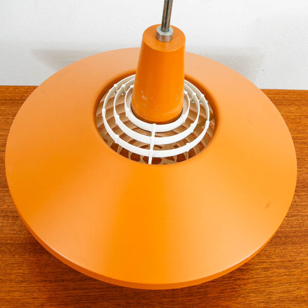 Mid Century Modern Nordisk Solar Pendant Light Fixture Orange Metal Hanging - Image 8