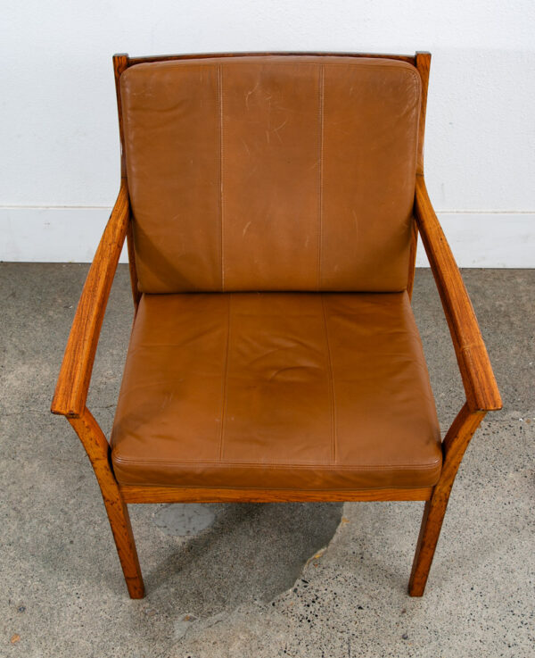 Mid Century Danish Modern Lounge Chair Armchair Rosewood Kayser Vante Leather - Image 6