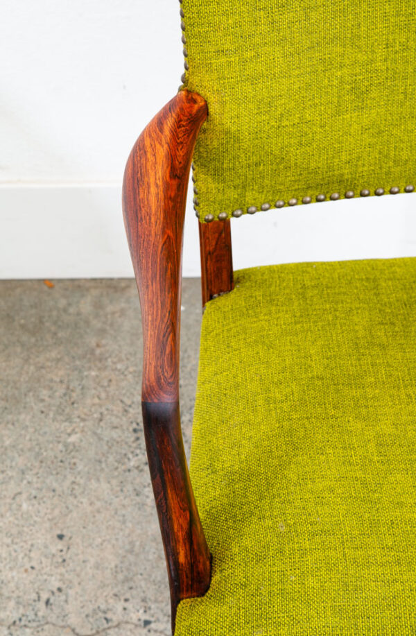Mid Century Danish Modern Armchairs Chairs Ole Wanscher Rosewood Avocado Green 2 - Image 8