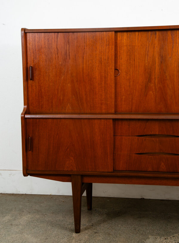 Mid Century Danish Modern Credenza Highboard Teak Sliding Doors Bar Mobler Mcm - Image 9