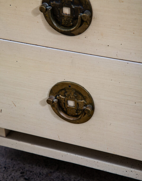 Mid Century Modern Nightstands Side Tables End White 2 Drawers Brass Clover Mcm - Image 5
