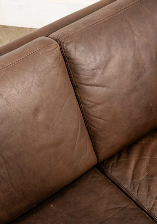 Mid Century Danish Modern Sofa Couch Brown Leather 3 seater Denmark Vintage Mcm - Image 8