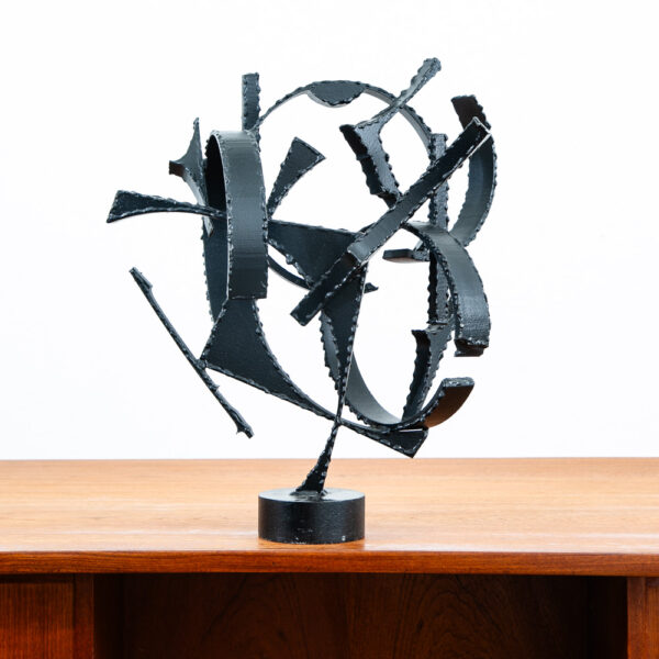 Mid Century Modern Sculpture Abstracted Art Iron Metal Sculpture Mcm Signed JL - Image 3