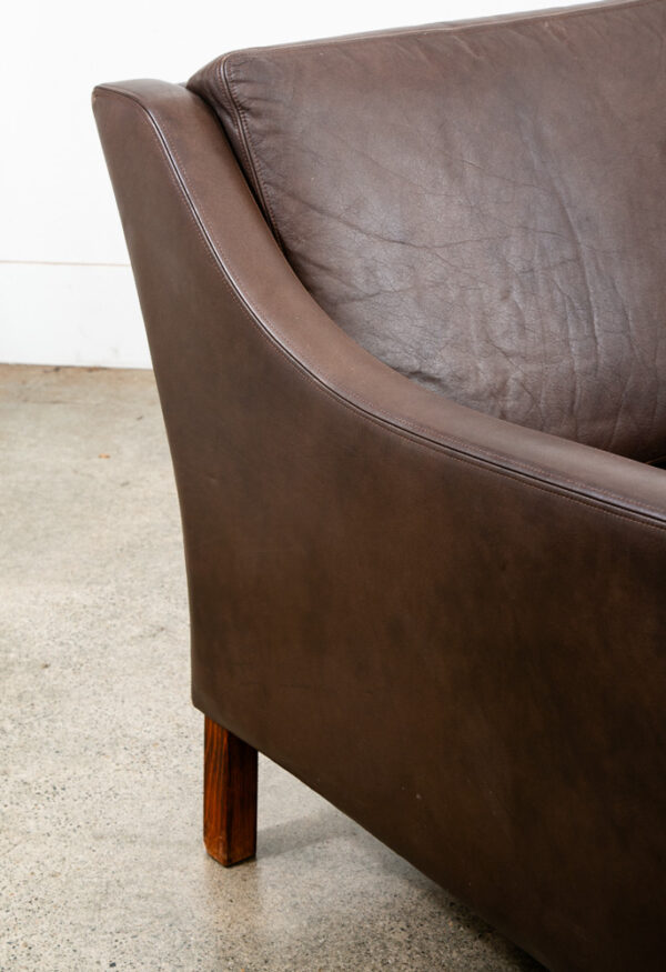 Mid Century Danish Modern Sofa Couch Brown Leather 3 seater Denmark Vintage Mcm - Image 9