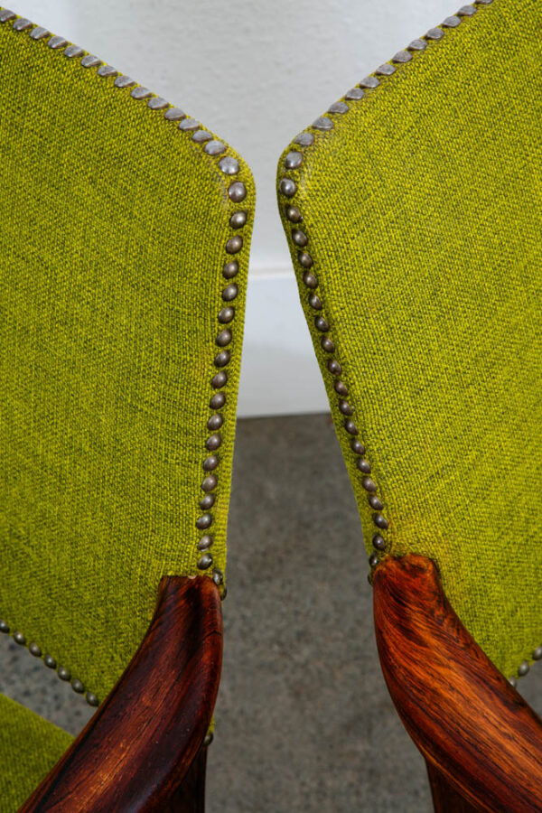 Mid Century Danish Modern Armchairs Chairs Ole Wanscher Rosewood Avocado Green 2 - Image 6