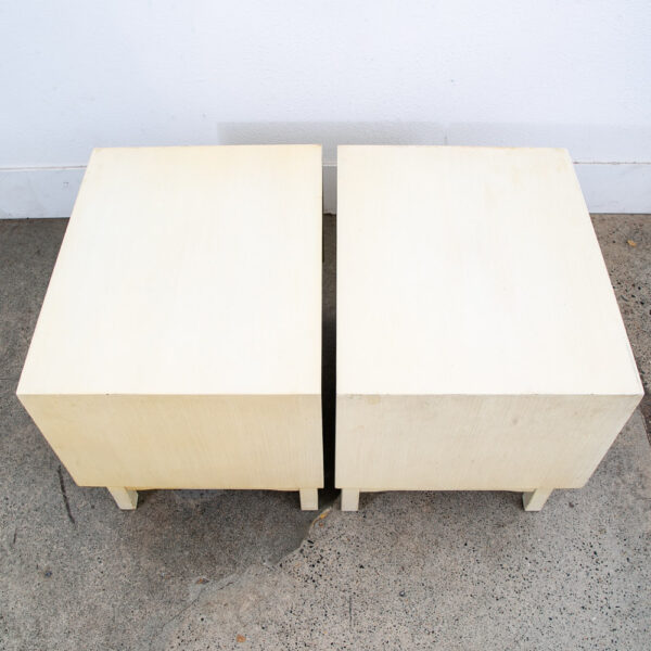 Mid Century Modern Nightstands Side Tables End White 2 Drawers Brass Clover Mcm - Image 6