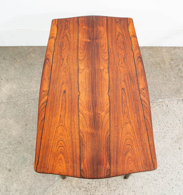 Mid Century Danish Modern Coffee Table Rosewood Rectangular Slat Shelf Vintage - Image 2