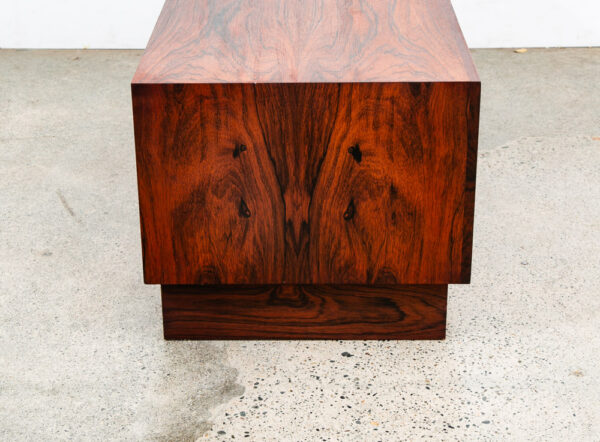 Mid Century Danish Modern End Table Side Entryway Rosewood Drawer Brass Wood Mcm - Image 3