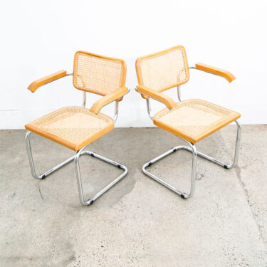 Mid Century Modern Dining Chairs Pair Cesca Italy Marcel Breuer Cane Armchair 2