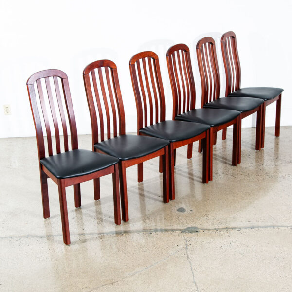 Mid Century Danish Modern Dining Chairs Set 6 Beech Black High Back Denmark Mcm - Image 10