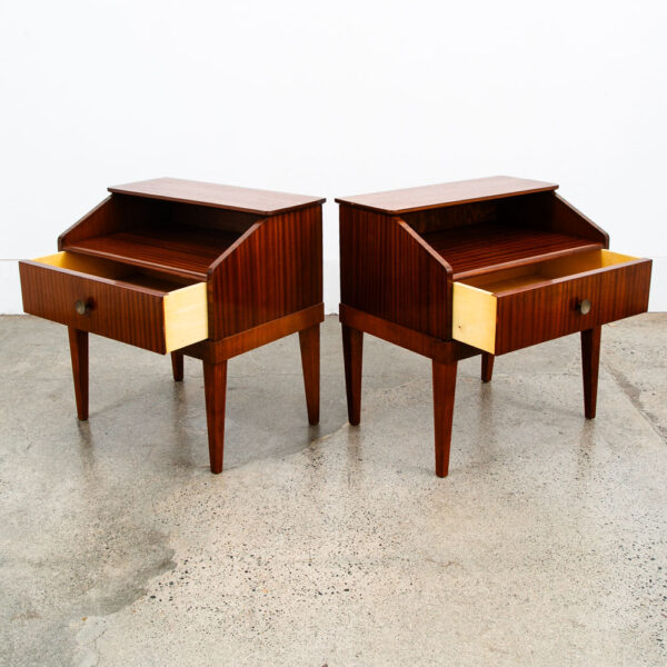 Mid Century Modern Nightstands End Side Tables Mahogany Drawer Shelf Vintage Mcm - Image 6