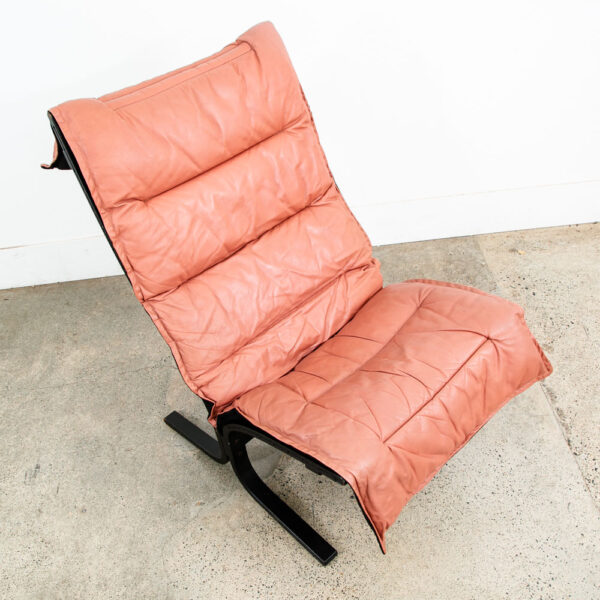 Mid Century Danish Modern Lounge Chairs Ingmar Relling Westnofa Pink Leather - Image 10