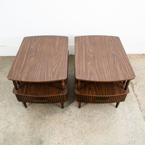 Mid Century Modern Nightstands End Side Tables Walnut Single Drawer Storage Mcm - Image 6