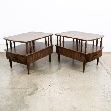 Mid Century Modern Nightstands End Side Tables Walnut Single Drawer Storage Mcm