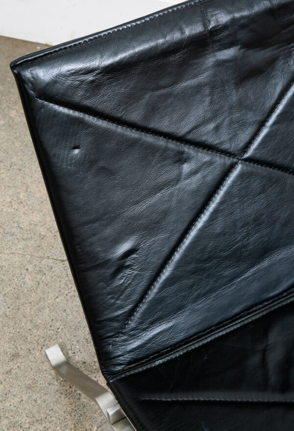 Mid Century Danish Modern Lounge Chair PK22 Kjaerholm Black Leather Easy Mcm - Image 11
