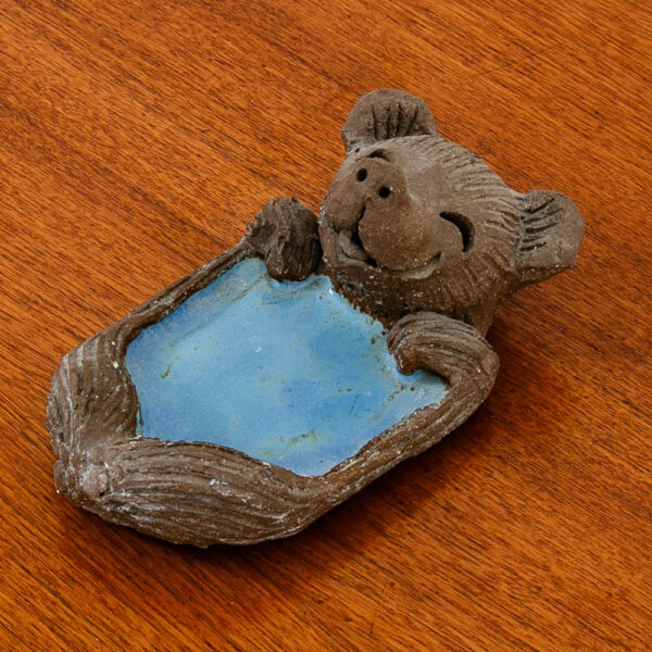 Art Pottery Earthenware Baby Bear Soap Dish Blue Margaret Hudson Studio Designed - Image 9