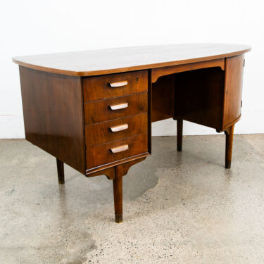 Mid Century Danish Modern Desk Floating 6 Drawer Executive Bar Walnut Mcm Shelf