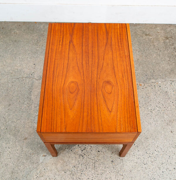 Mid Century Danish Modern Sewing Cabinet Sliding Top Side Table Denmark Vintage - Image 2