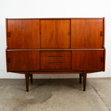 Mid Century Danish Modern Credenza Highboard Teak Sliding Doors Bar Mobler Mcm