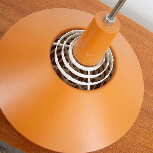 Mid Century Modern Nordisk Solar Pendant Light Fixture Orange Metal Hanging - Image 4