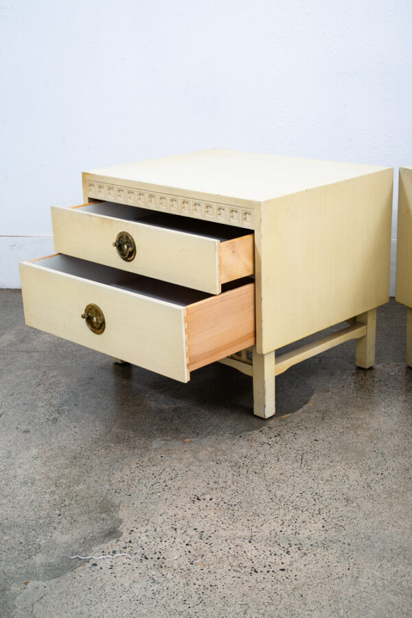 Mid Century Modern Nightstands Side Tables End White 2 Drawers Brass Clover Mcm - Image 9