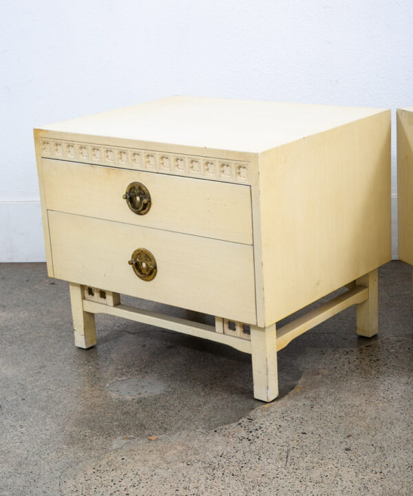 Mid Century Modern Nightstands Side Tables End White 2 Drawers Brass Clover Mcm - Image 10