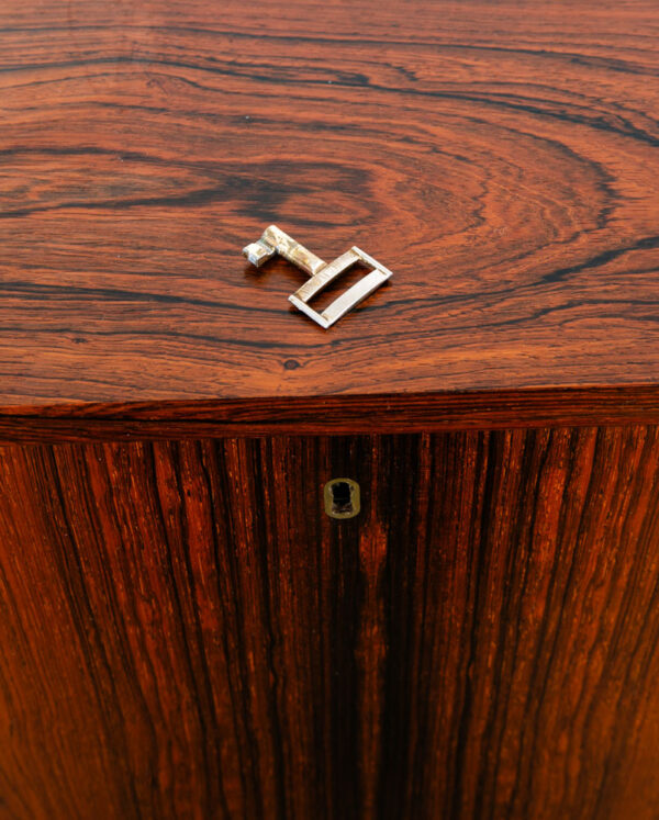 Mid Century Danish Modern Corner Cabinet Rosewood Bar Denmark Drawers Locking VG - Image 6