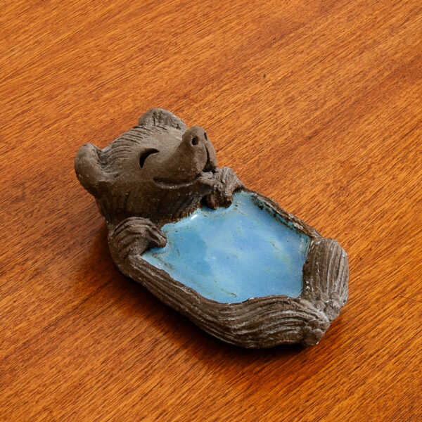 Art Pottery Earthenware Baby Bear Soap Dish Blue Margaret Hudson Studio Designed - Image 4
