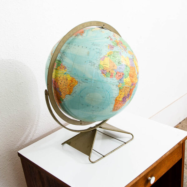 Mid Century Modern Globe of Earth 12 inch metal Frame Black Vintage 1960s Table - Image 10