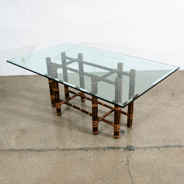 Mid Century Modern Dining Table Glass McGuire Bamboo Organic - Image 7