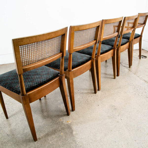 Mid Century Modern Dining Chairs 6 High Back Cane W/ 2 Armchairs Captain Set Mcm - Image 4