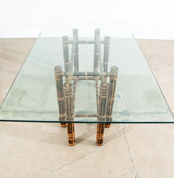 Mid Century Modern Dining Table Glass McGuire Bamboo Organic - Image 8