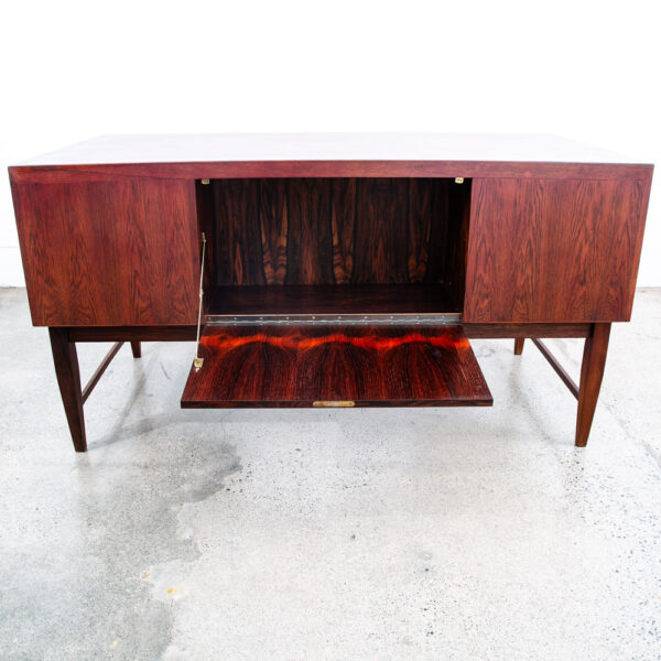 Mid Century Danish Modern Desk Brazilian Rosewood Office Wood 6 Drawer Bookshelf - Image 8