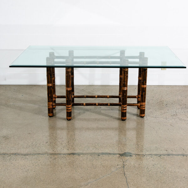 Mid Century Modern Dining Table Glass McGuire Bamboo Organic - Image 6