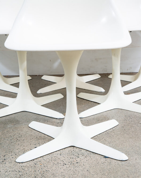 Mid Century Danish Modern Set 6 Burke White Chairs Knoll Style 4 Point Side Mcm - Image 5