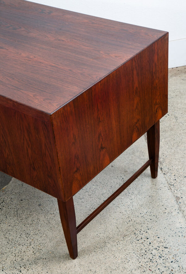Mid Century Danish Modern Desk Brazilian Rosewood Office Wood 6 Drawer Bookshelf - Image 9