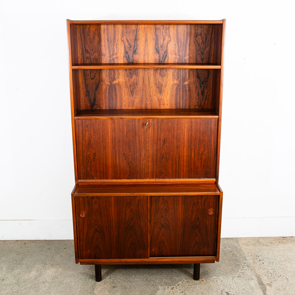 Mid Century Danish Modern Bookshelf Cabinet Rosewood Drawers Kai Winding Leaf - Image 2