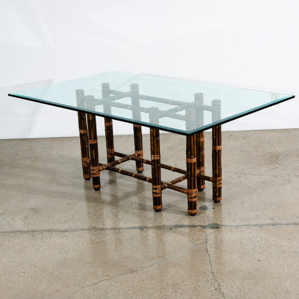 Mid Century Modern Dining Table Glass McGuire Bamboo Organic