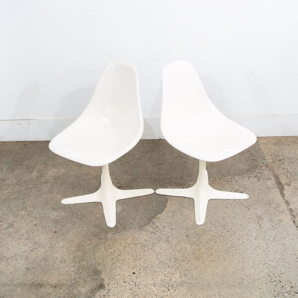 Mid Century Danish Modern Set 6 Burke White Chairs Knoll Style 4 Point Side Mcm - Image 9