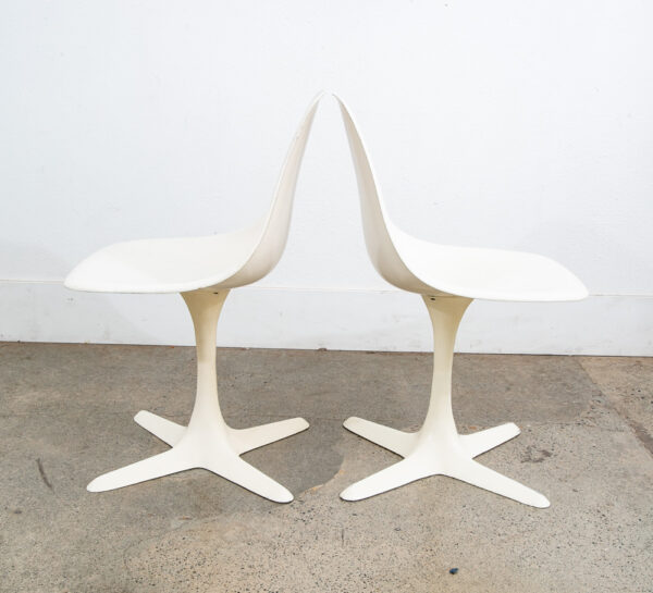 Mid Century Danish Modern Set 6 Burke White Chairs Knoll Style 4 Point Side Mcm - Image 7