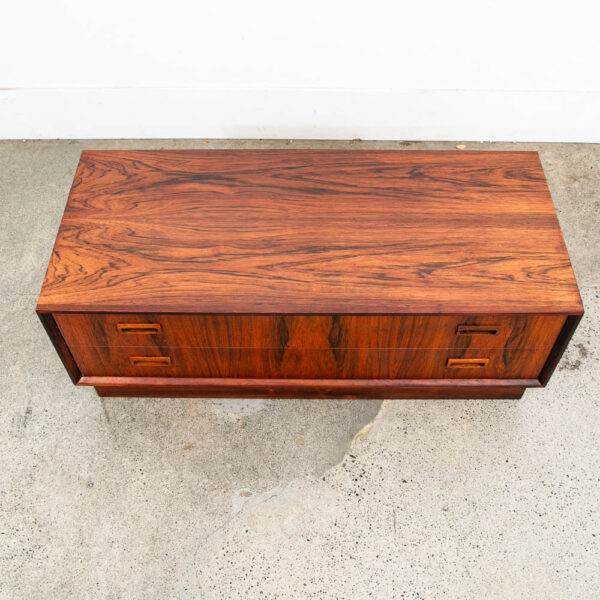 Mid Century Danish Modern End Table Side Entryway Rosewood Drawer Brass Wood Mcm - Image 5