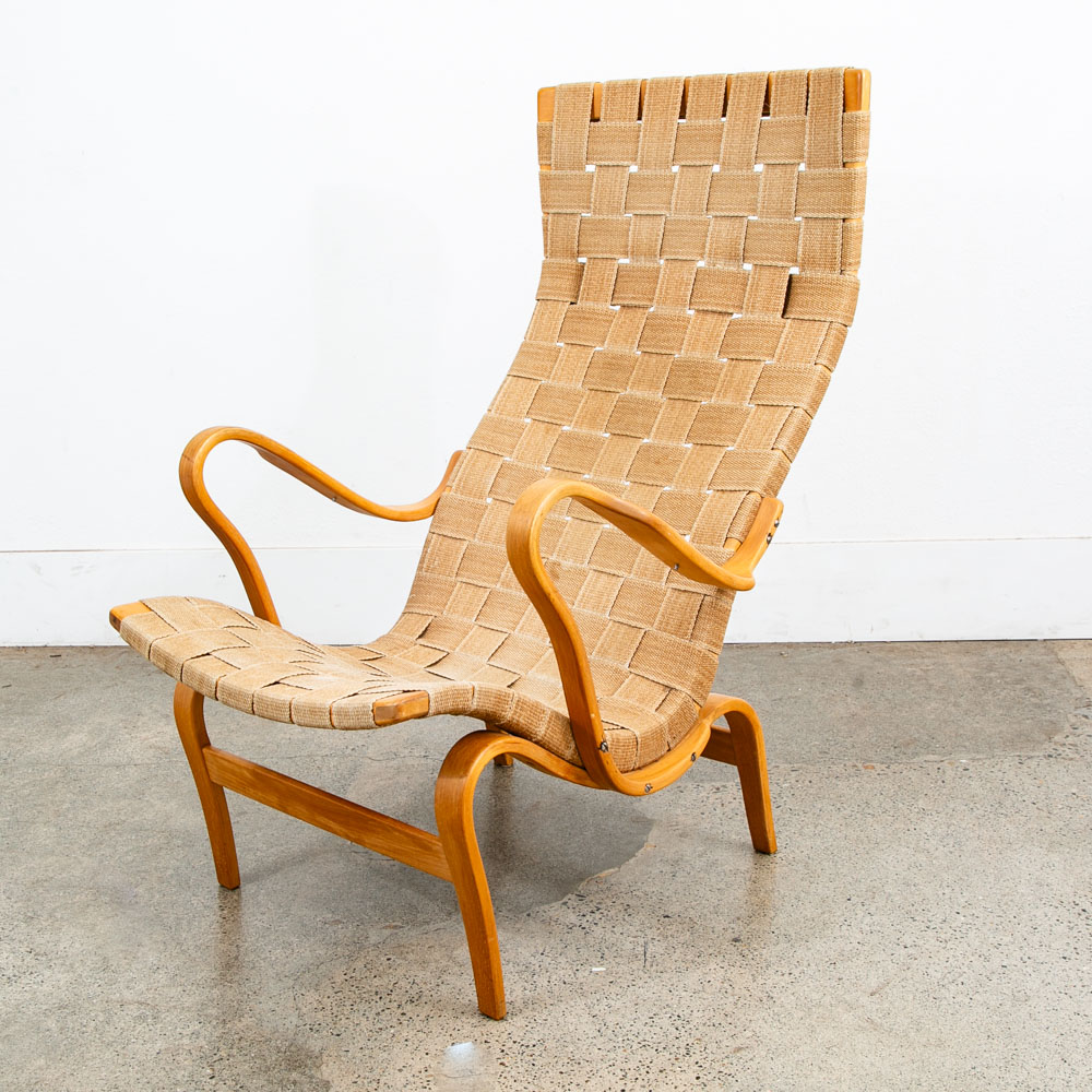 Mid Century Danish Modern Lounge Chairs Dux Bruno Mathsson Pernilla Canvas Tan - Image 3